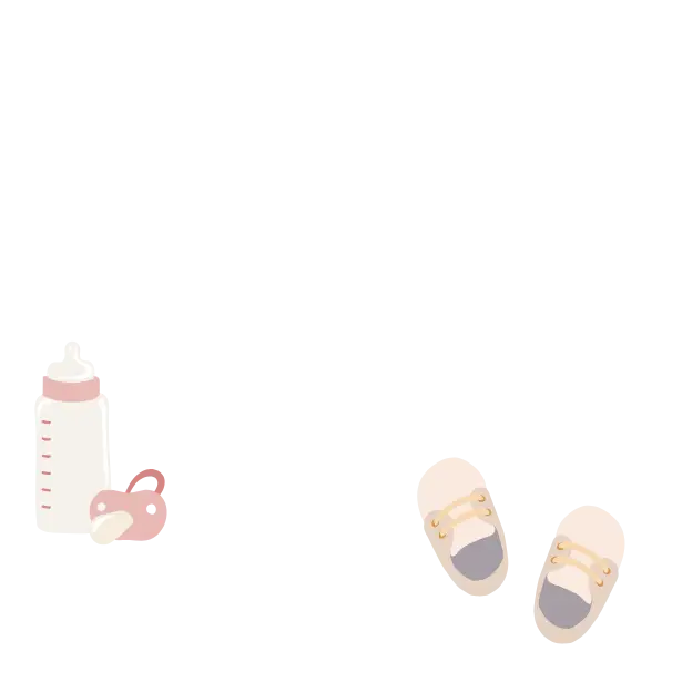 Disegno di un biberon e di un paio di scarpette presenti nel laboratorio della Puericultrice Lombardia - Sara Moroni